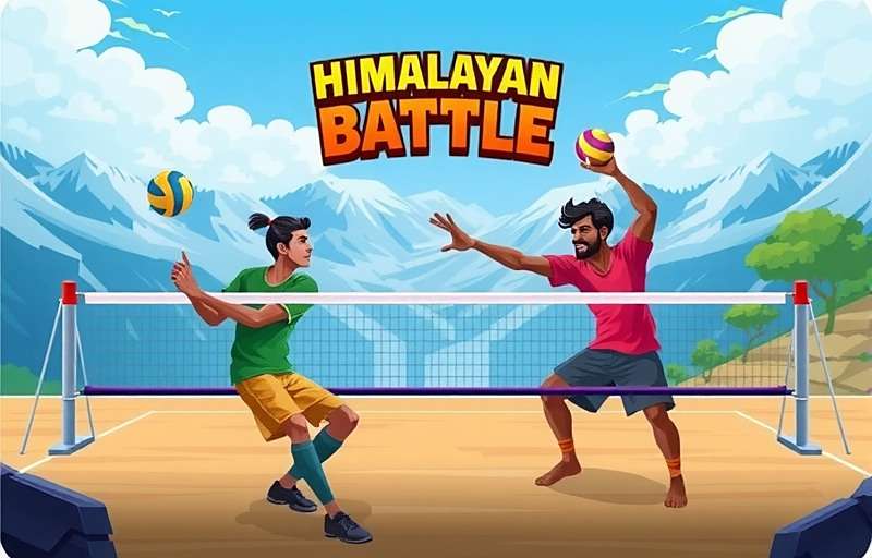 Himalayan Volley Battle multiplayer mode showing two teams of Indian players competing online
